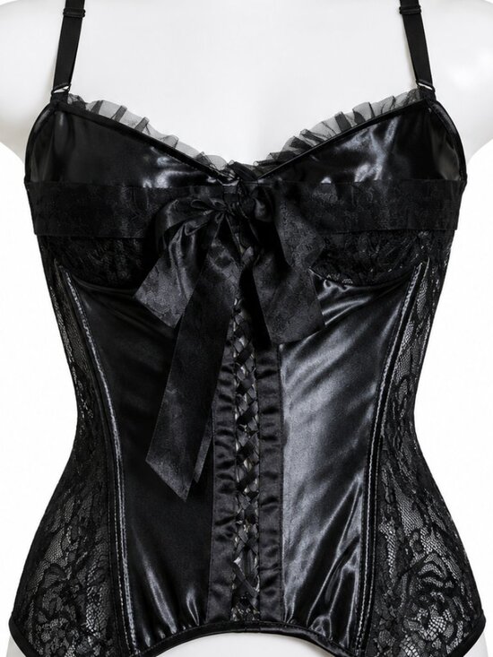 Coquette Other - Black Faux Leather Lace Corset Bustier | Size S | NWT